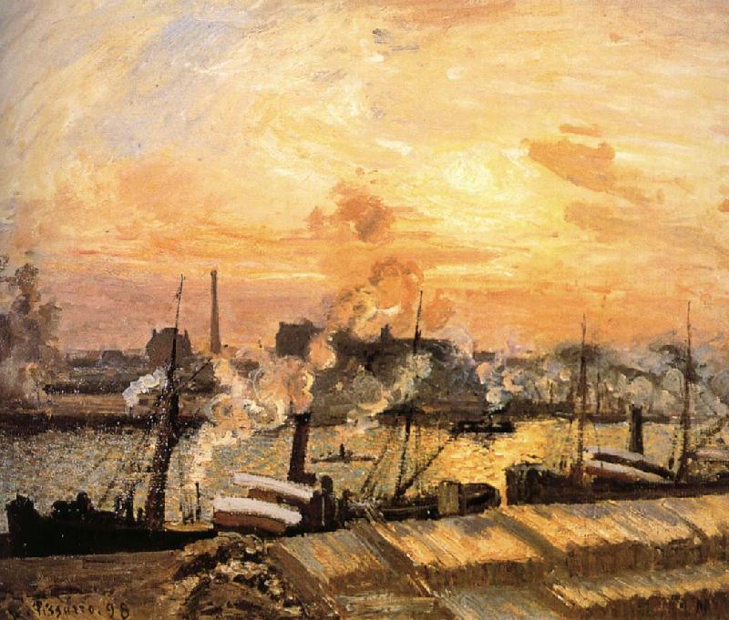 Camille Pissarro Sunset Pier France oil painting art